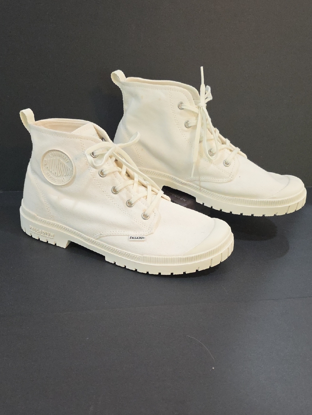 Palladium High-Top Canvas Boots in Cream Womens Size 10.5 Men 9